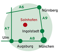 Solnhofen liegt zwischen München, Nürnberg und Augsburg